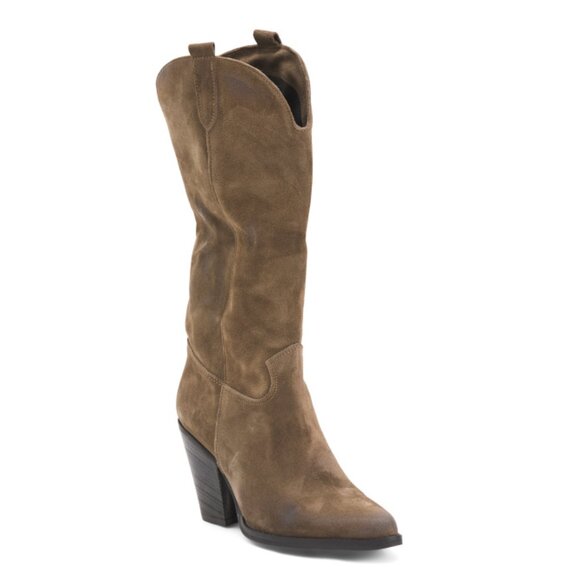 OROSCURO Taupe 101 Made In Italy Suede Western Boots - Picture 1 of 2